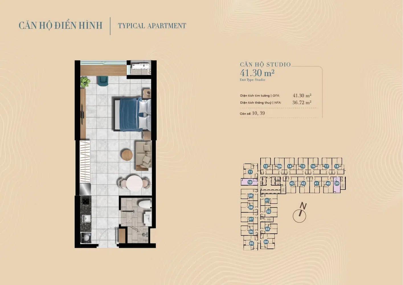 Trang chủ 25 layout căn hộ studio the gió riverside